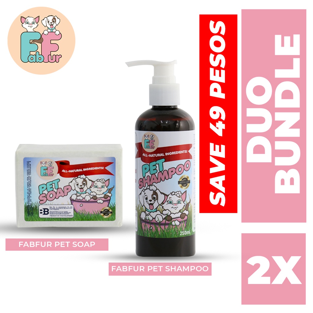 Fab Fur Pet Shampoo 250mL & Pet Soap 10g Reduces Dog Skin Rashes