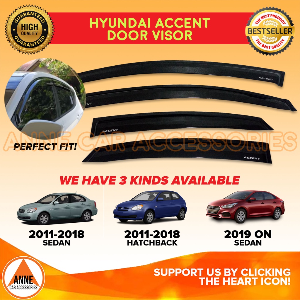 Hyundai Accent 2012 2018 / 2019 2022 Door Visor OEM Type Rain Guard
