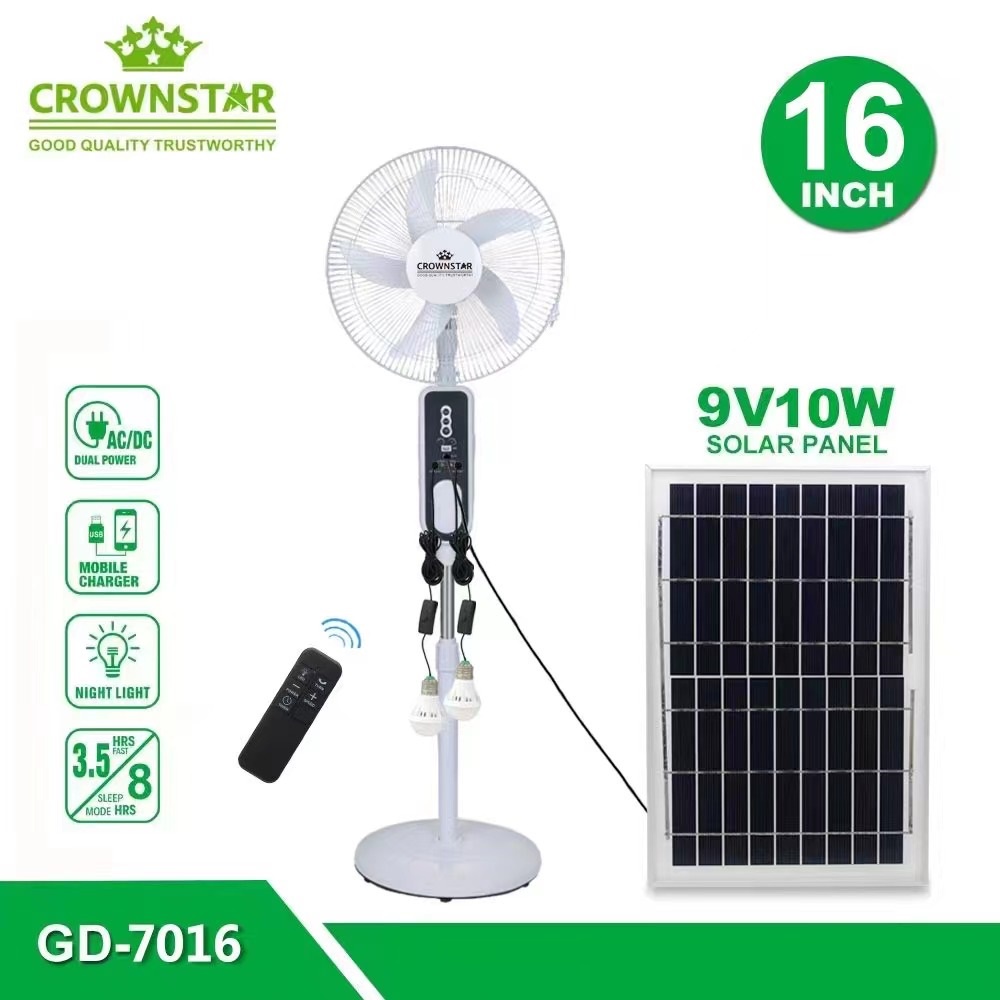 GOODLIGHTPlus 16 INCH RECHARGEABLE SOLAR STAND FAN WITH SOLAR PANEL (GD