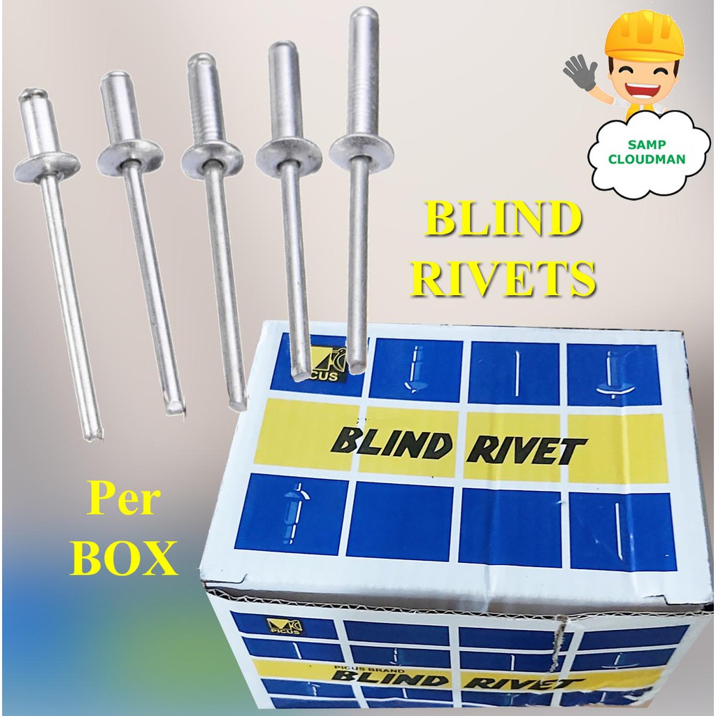 Blind Rivets Per Box 5/32, 1/8, 3/16 x 1/2 x 3/4 x 3/8 Aluminum Blind