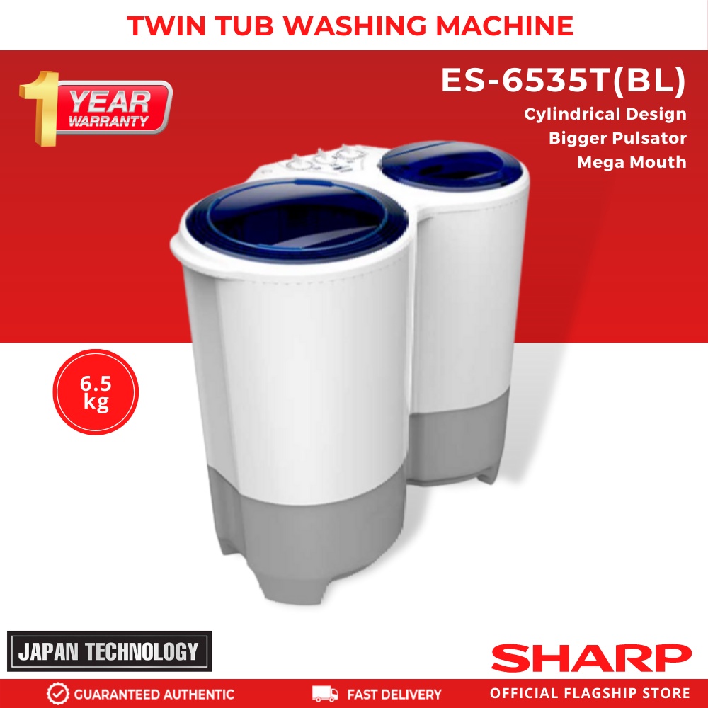 Sharp ES6535T(BL) Twin Tub 6.5 kg Washing Machine (NCR Delivery