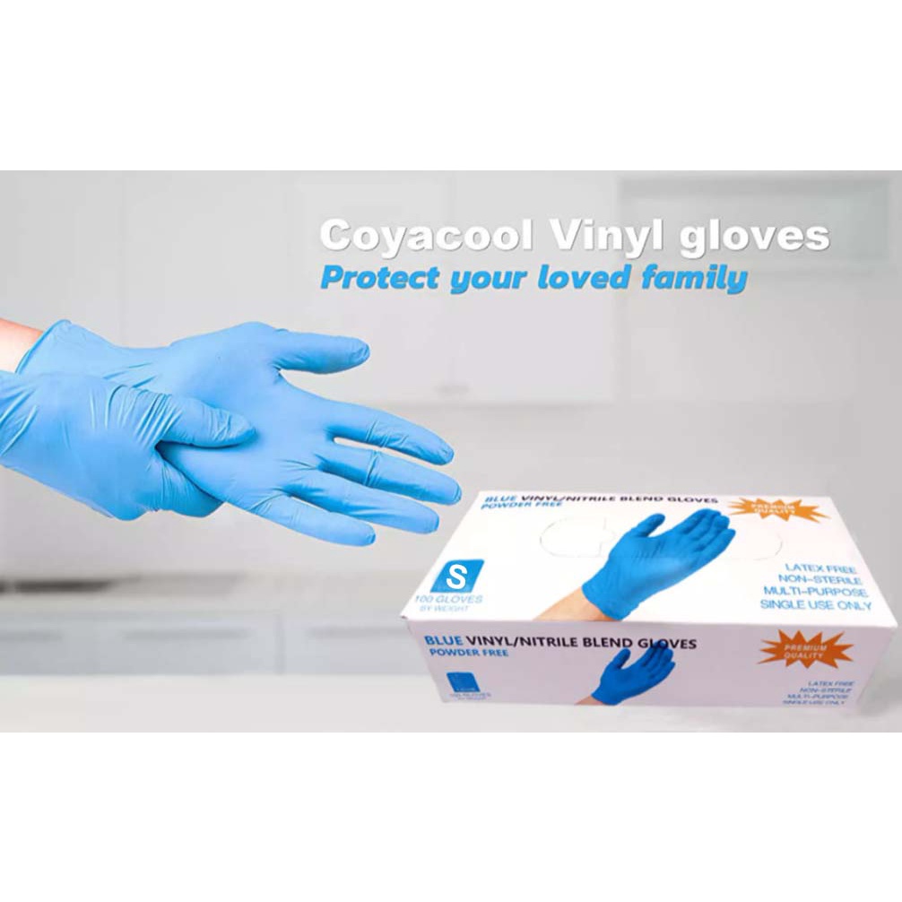 100PCS Gloves BLUE VINYL/NITRILE BLEND GLOVES tattoo glove disposable
