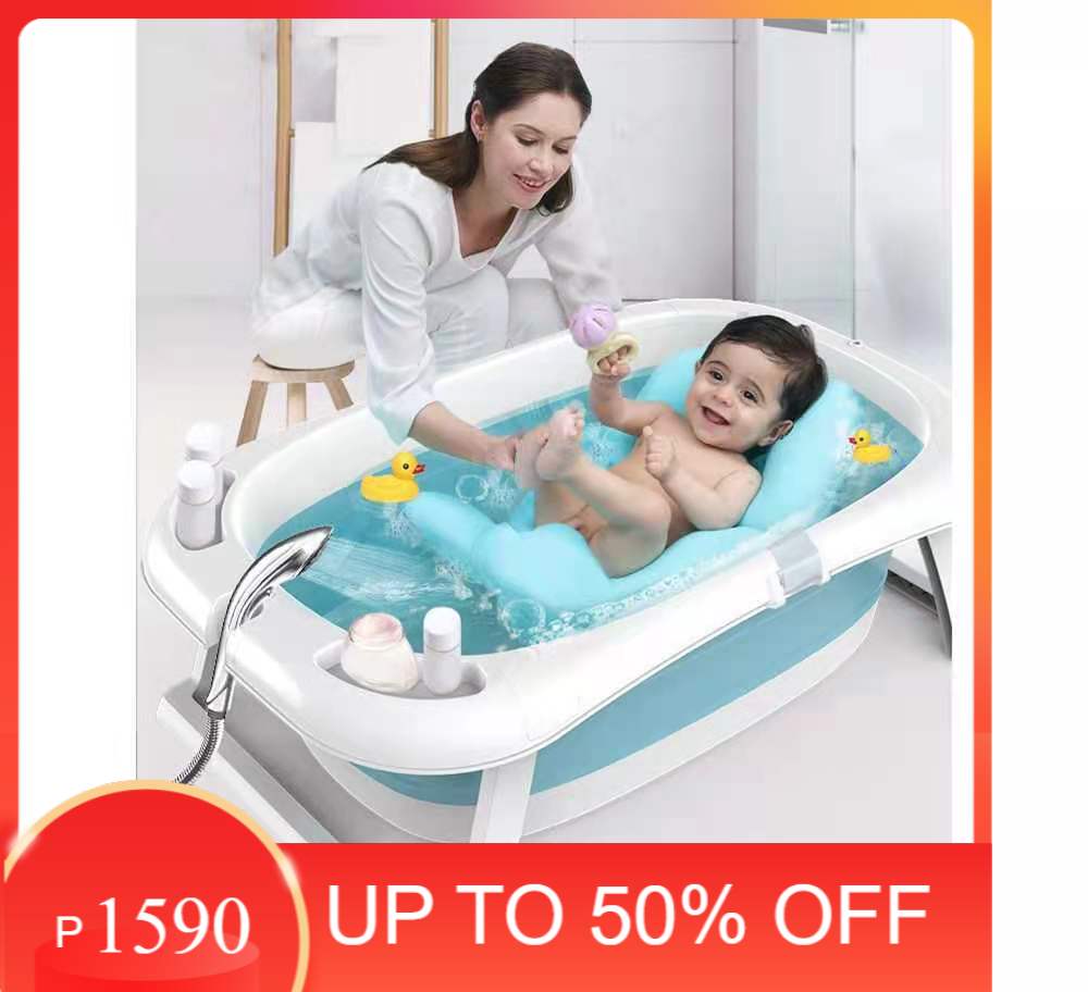 Baby Shower Bath Tub Newborn Safety NonSlip Bath with Soft Cushion and