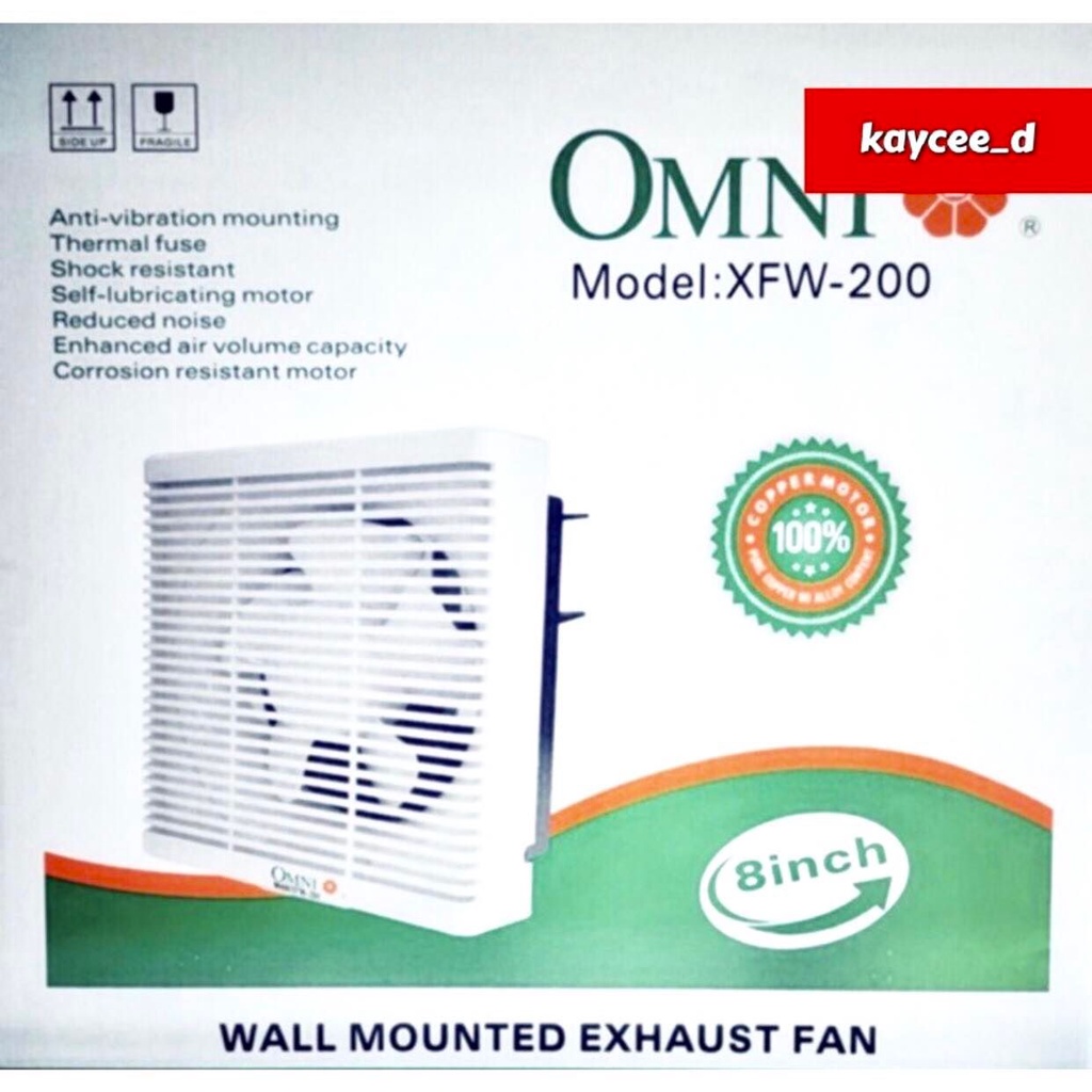 Omni Wall Mounted Exhaust Fan 8", 10", 12"XFW200, XFW250, XFW300