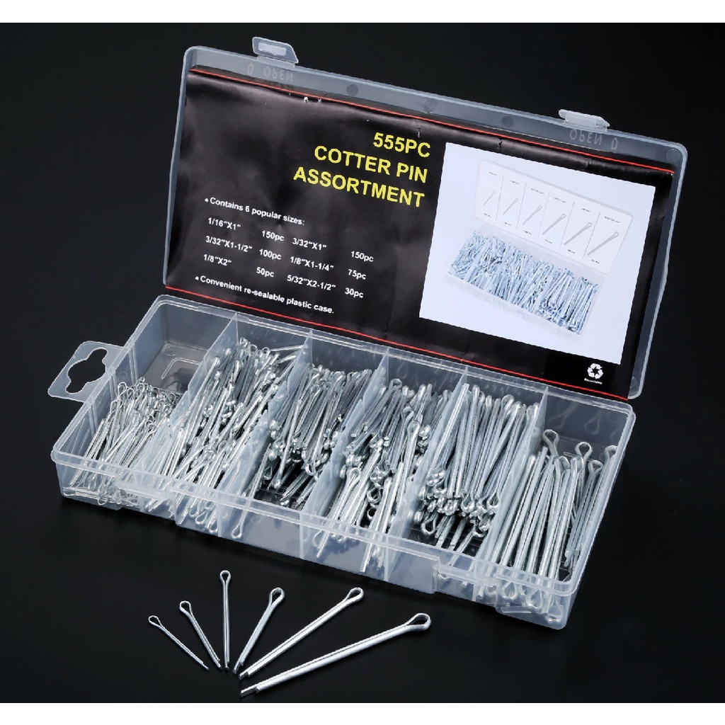 MKR 555pcs Cotter Pin Assortment 6 Popular Size Durable Universal