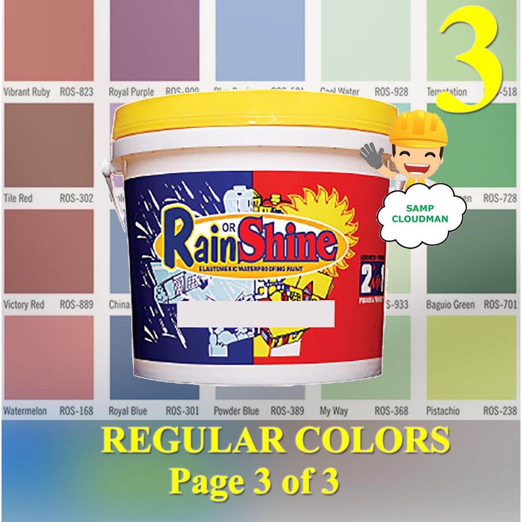 Rain or Shine Elastomeric Waterproofing 4 Liters Regular Colors Paint