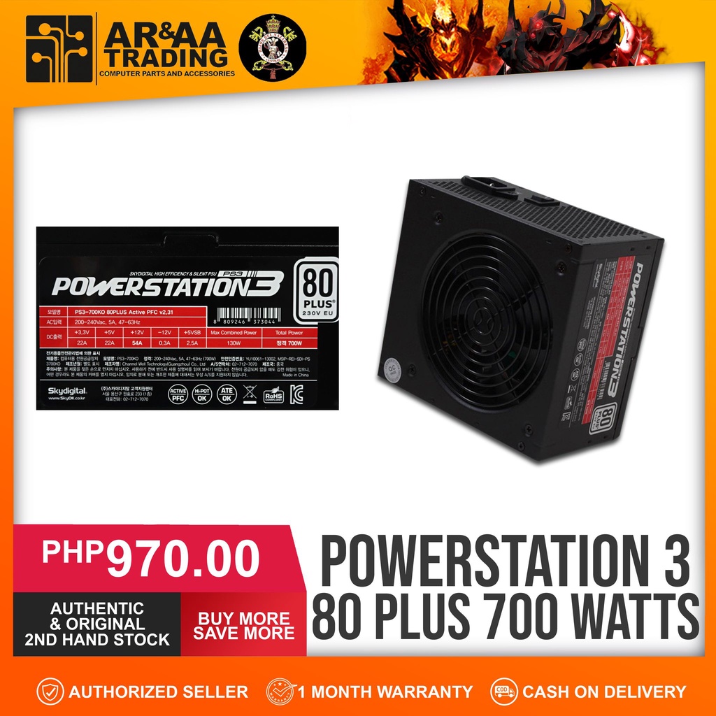True Rated Power Supply 700 watts Powerstation 3 80 Plus Shopee