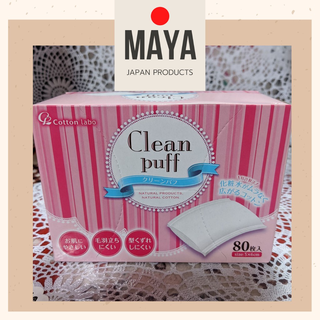 COTTON LABO Care Clean Cotton Puffs 80 sheets Made in Japan Shopee