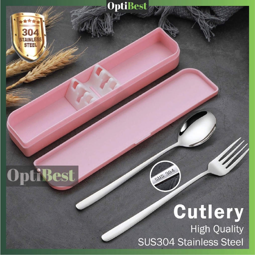 OPTIBEST 304 Stainless Steel Spoon Fork Cutlery Set Korean Style Utensil Spoon Fork Set Portable