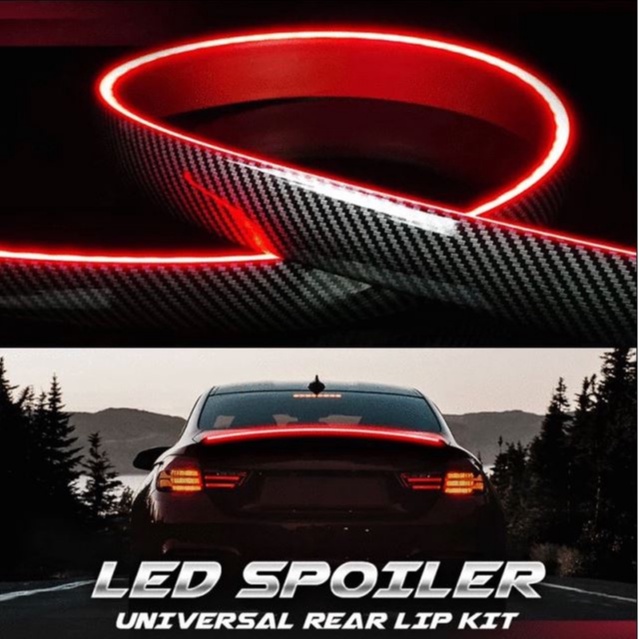Carbon Fiber Car Spoiler Light DRL Signal Light Led Strip Flexiable Universal 130cm Waterproof