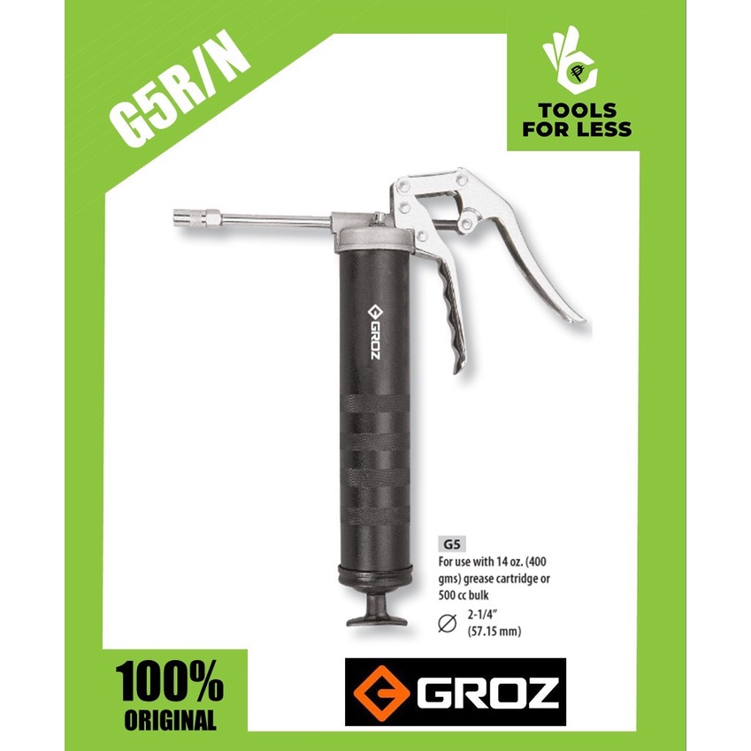 Groz One Hand Compact Pistol Grease Gun 400grams Model G5R/N Shopee
