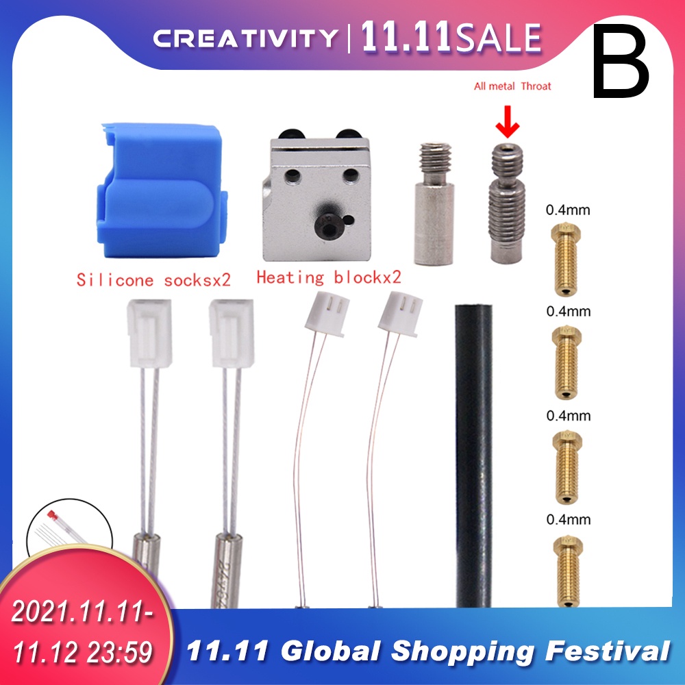 3D Extruder Artillery Sidewinder X1& Genius Silicone Nozzle Kit Heat