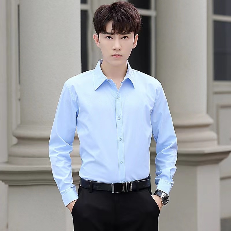 Men Shirt Long Sleeve Shirt Classic Korean Men's Plain Casual Fashion