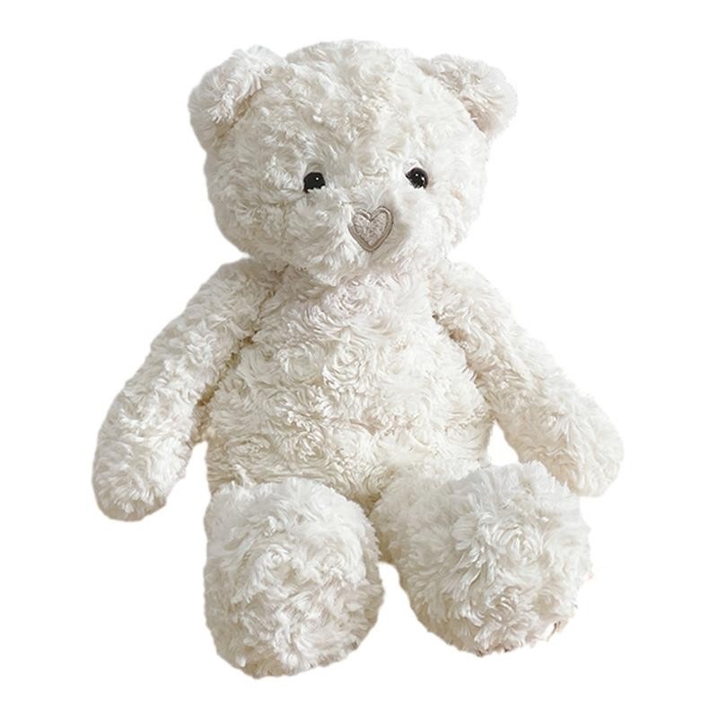 White Bear Stuffed Animal With Hear Shape Nose 40 cm Fluffy Teddy Bear