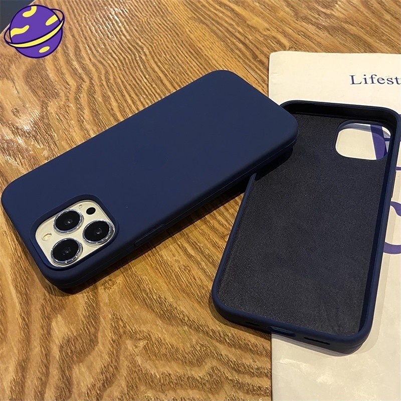 Midnight Blue Liquid Flocking Phone Case for IPhone 16 15 14 11 12 13