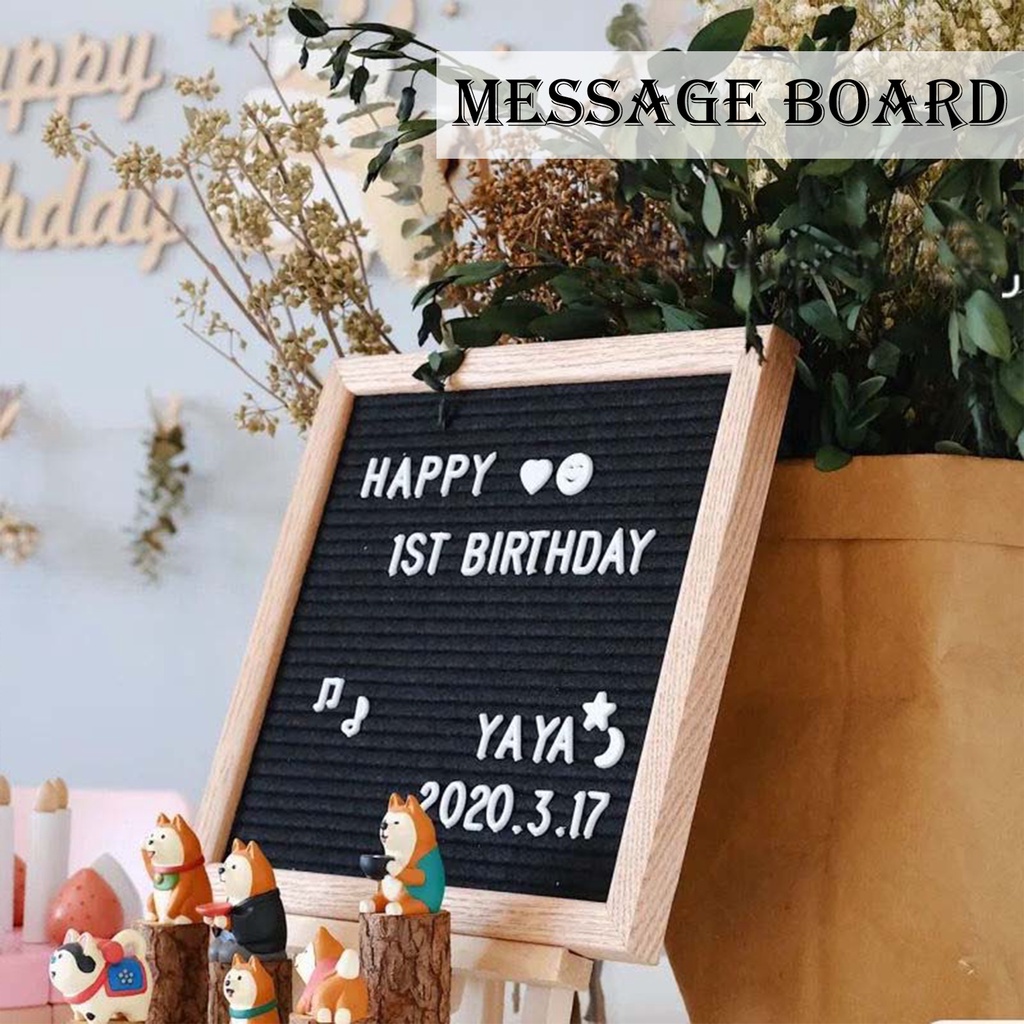 DIY Felt Letter Board Wooden Frame Changeable Symbols Numbers Message