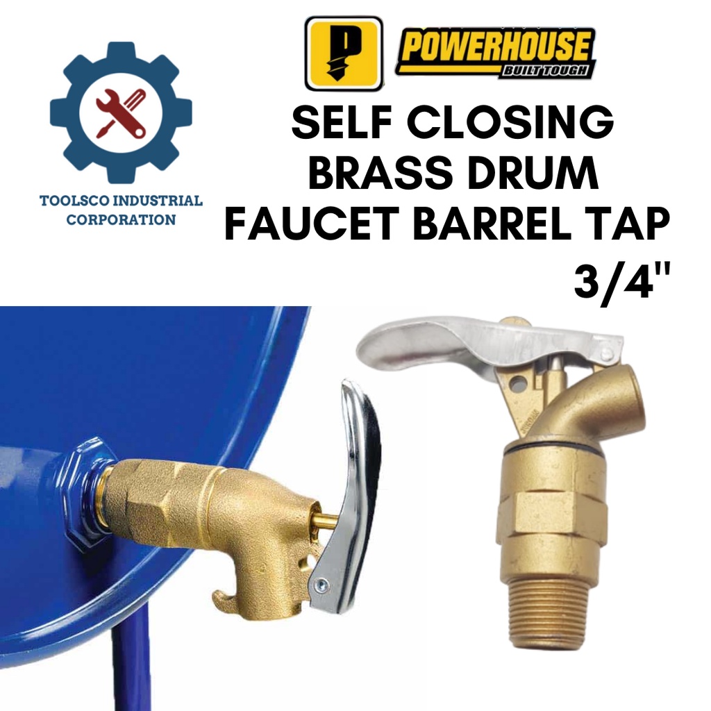 POWERHOUSE SELF CLOSING BRASS DRUM FAUCET BARREL TAP 3/4" Shopee