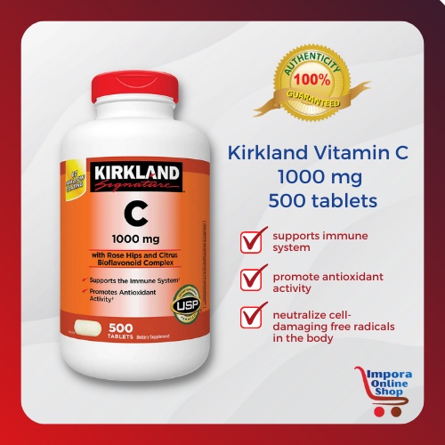 Authentic Kirkland Signature Vitamin C 1000 mg 500 tablets from USA Expiration Date July 2024
