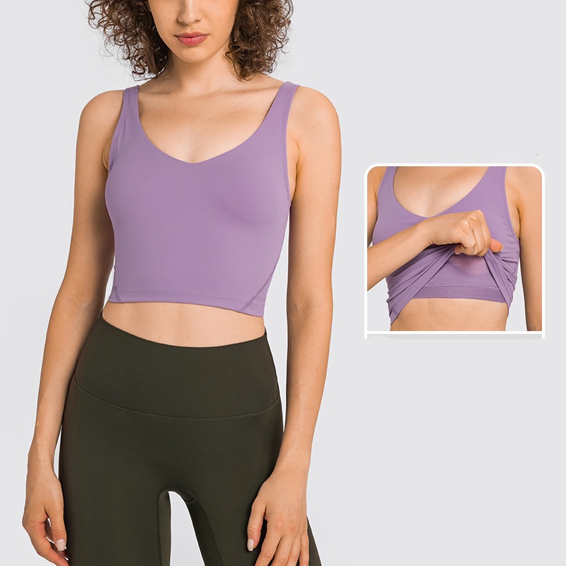SALUDMOVE V Neck Exercise Yoga Sport Bras Top Women Comfy Longline