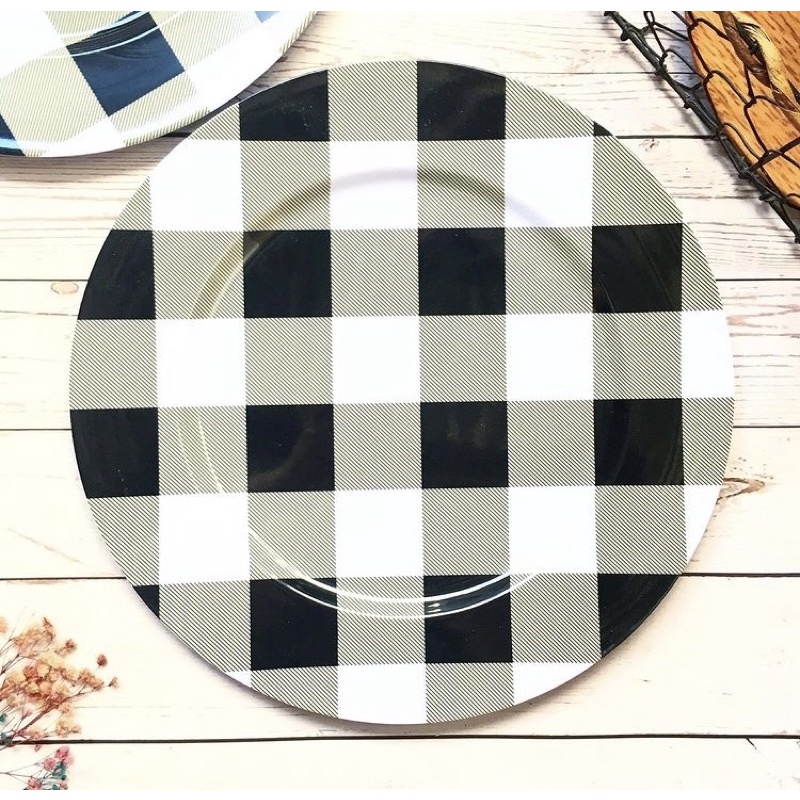 Buffalo Plaid Melamine Serving Plate (with print flaw) Shopee Philippines