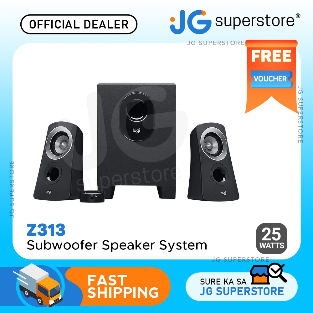 Logitech Z313 25W Speakers with Subwoofer, Volume, and Headset Controls Using Wired Control Pod