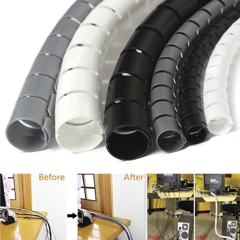 2M Spiral Wrap Sleeving Band Tube Cable Protector Line PE Plastic