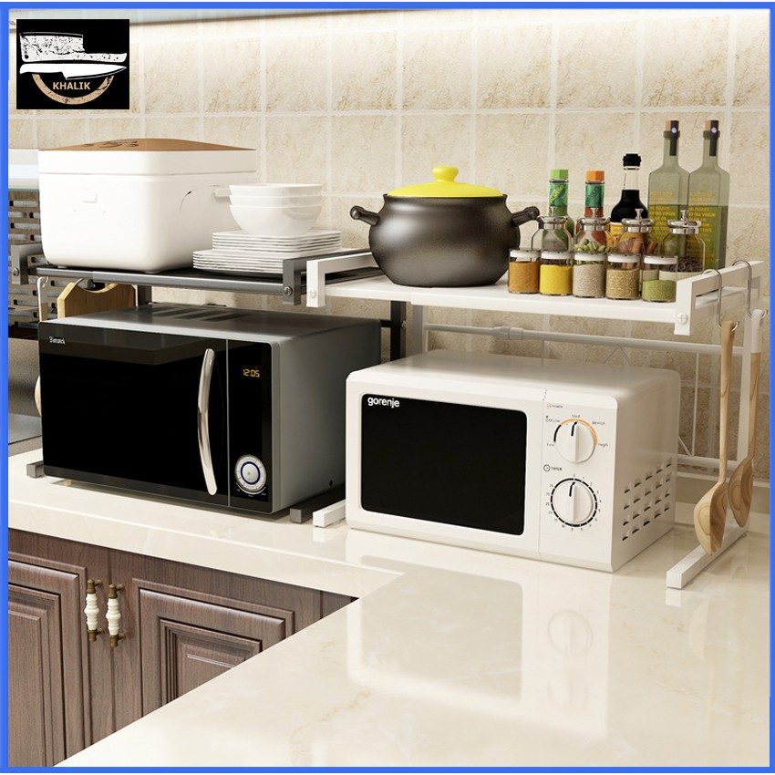 Multipurpose stainless steel microwave rack and shelf + KHALIK hanger