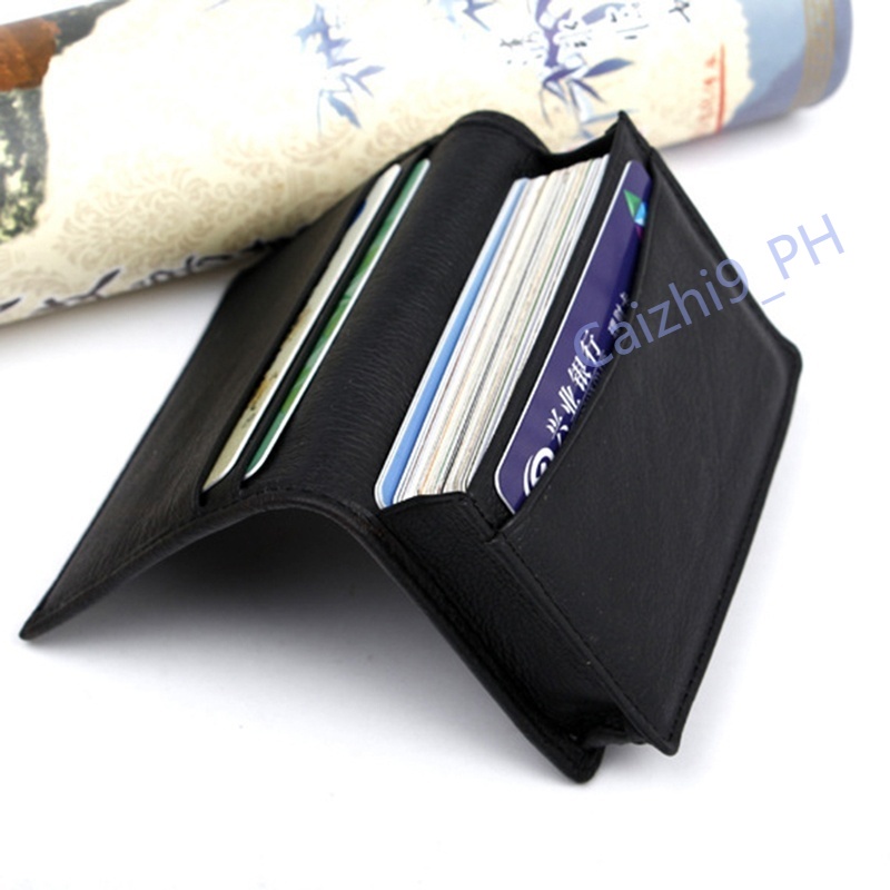 Expandable Black Leather Card Holders Men Black Leather Credit Card ID