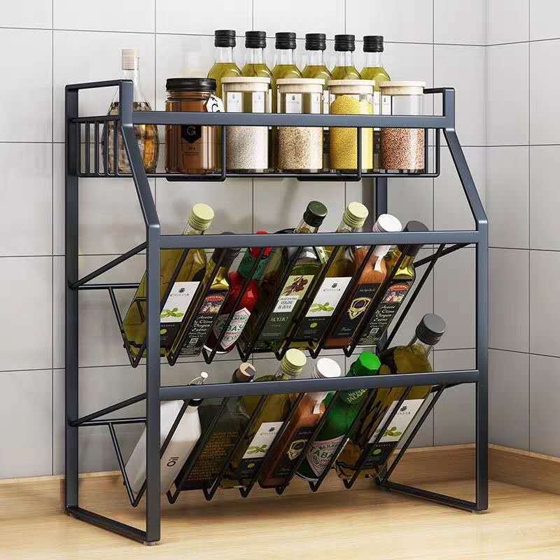 Iron kitchen spice rack condiment rack countertop condiment floor shelf