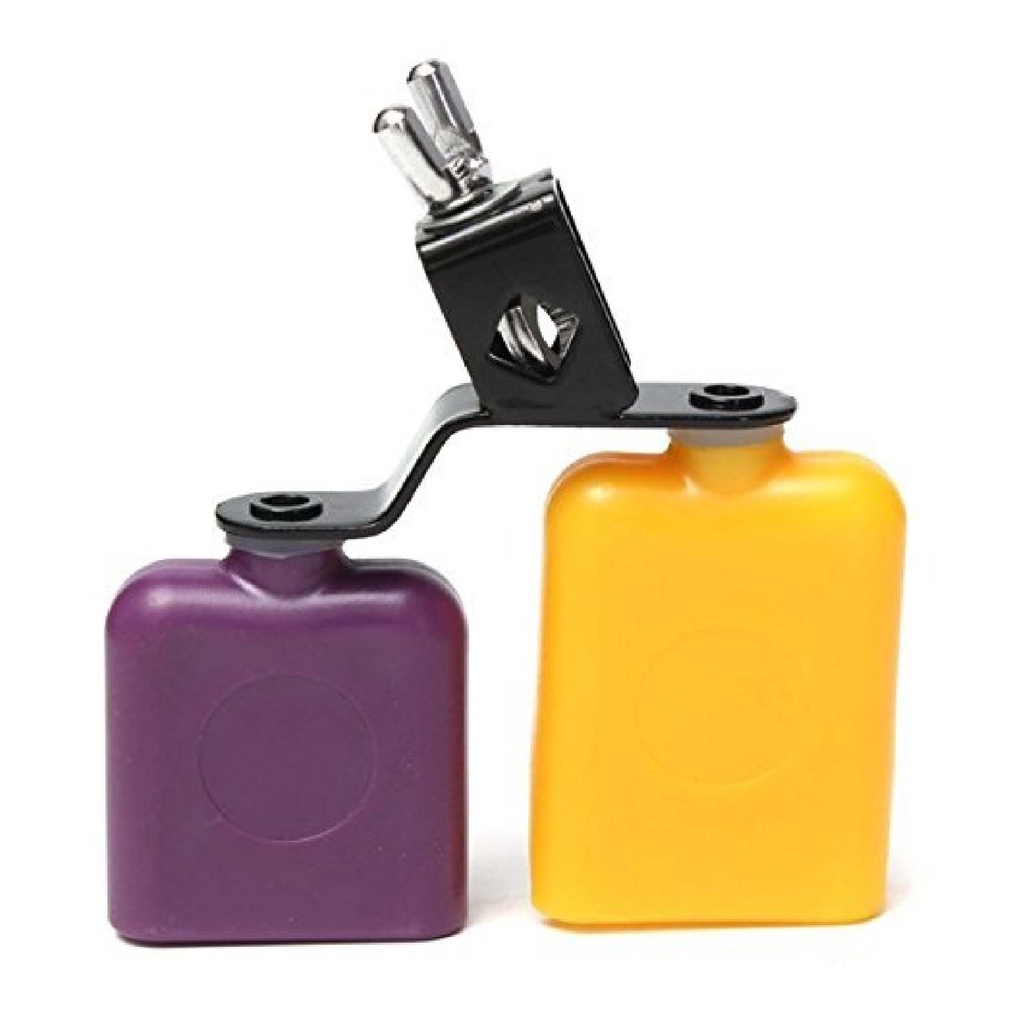Drum Jam Block Sambago Double Mount Latin Cowbell High Low Tone Plastic Yellow Purple Percusion