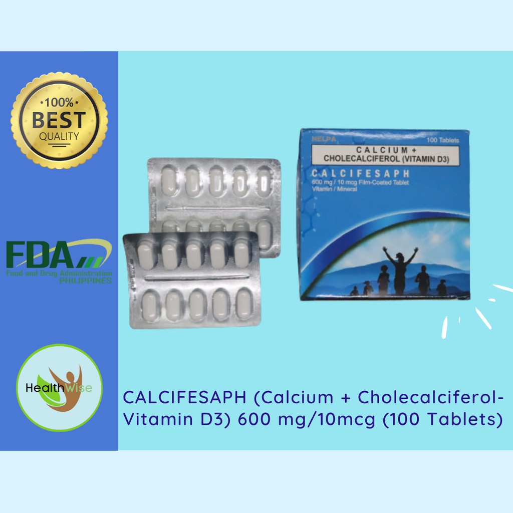 CALCIFESAPH (Calcium + Cholecalciferol Vitamin D3) 600 mg/10mcg (100 Tablets) Shopee Philippines