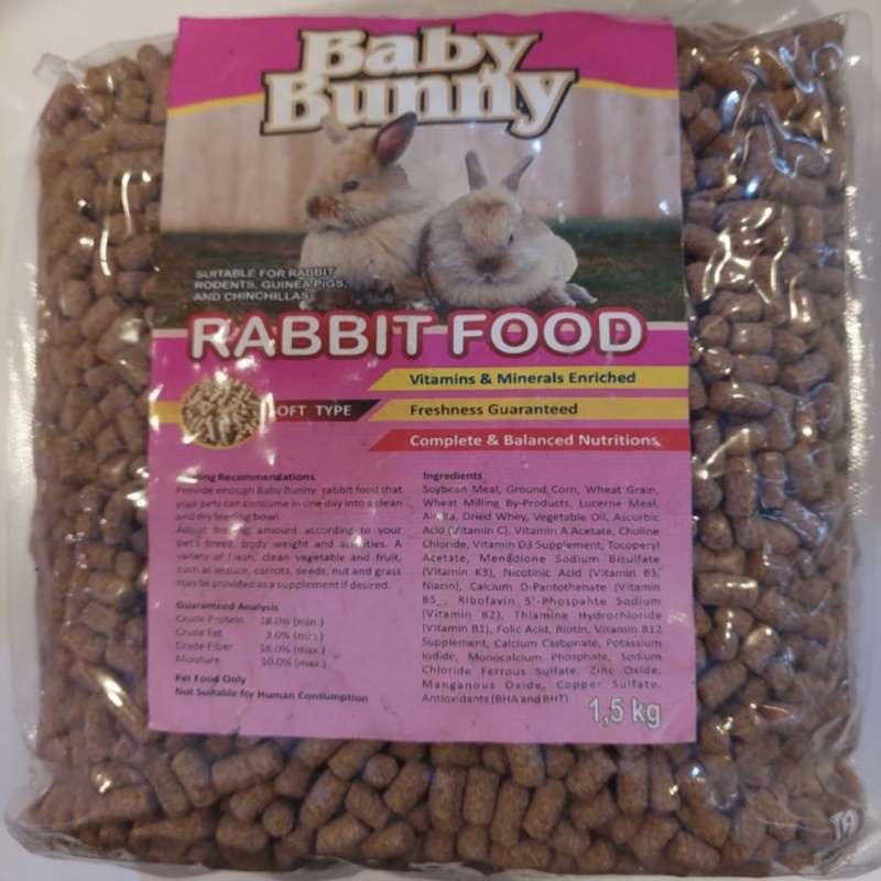 Rabbit Food BABY BUNNY 1.5kg Rabbit Food Pellet Pellets Like nova