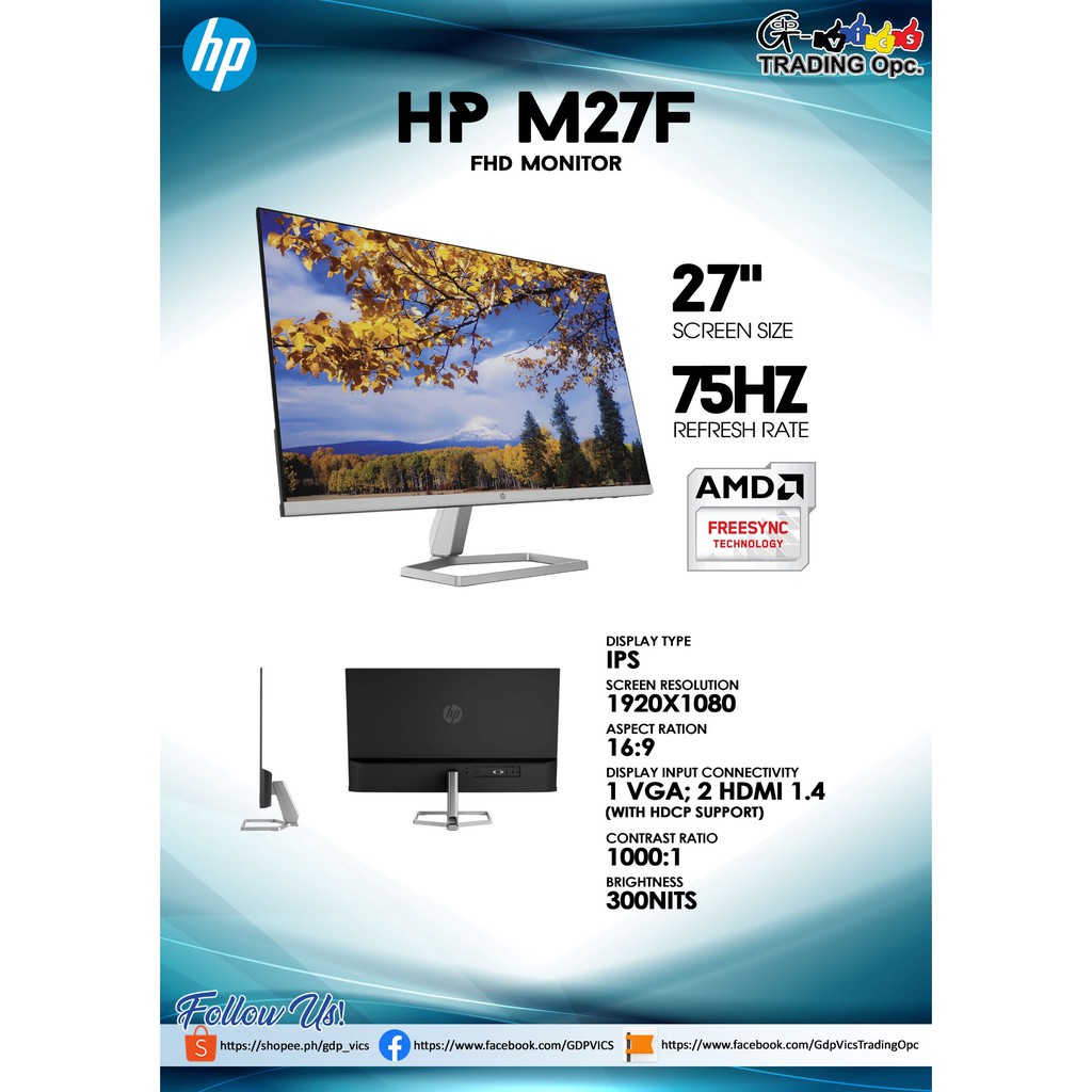 HP M27f FHD 27inch Monitor Shopee Philippines