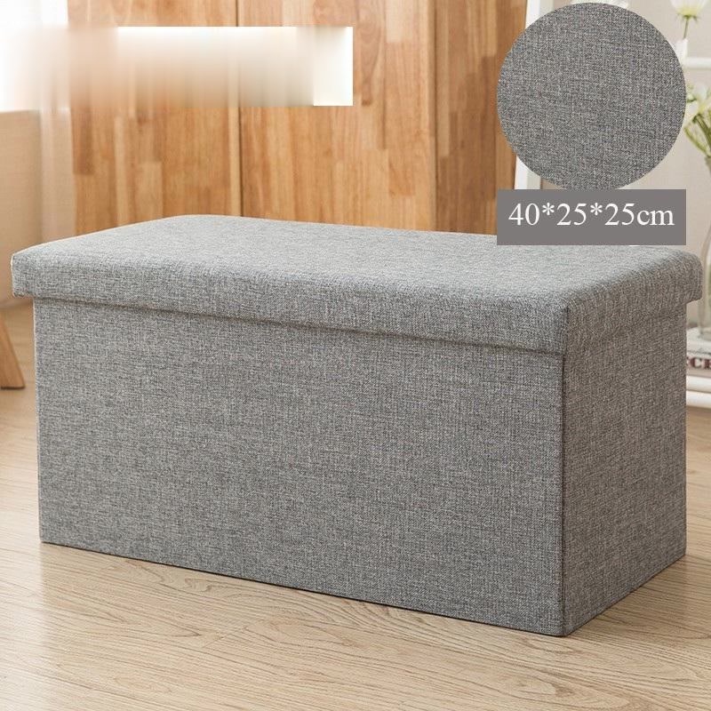 Foldable Storage Ottoman With Top Folding Toy Chest Storage Box Linen Fabric Ottomans Bench