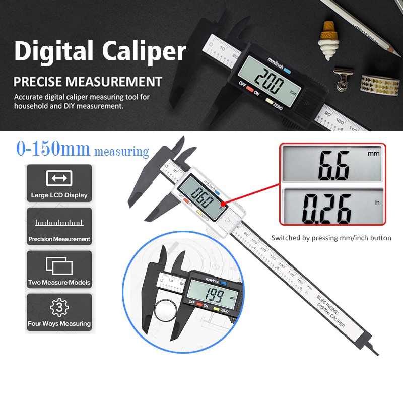 Digital Calipers Vernier Caliper LCD Digital Electronic Vernier Caliper