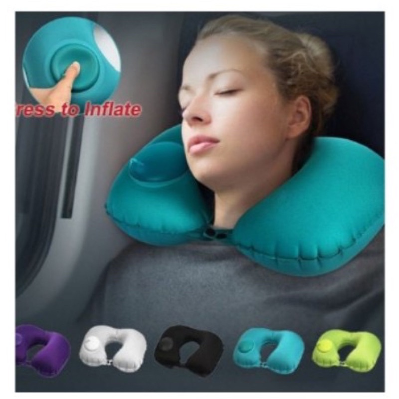 Neck Pillow Portable Inflatable UShape Flocked Pillow Neck Rest Car