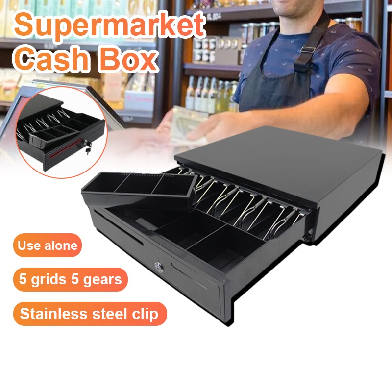 Cashier Box Supermarket Drawer Cash Box Bills 5 Bills 5 Coins Trays