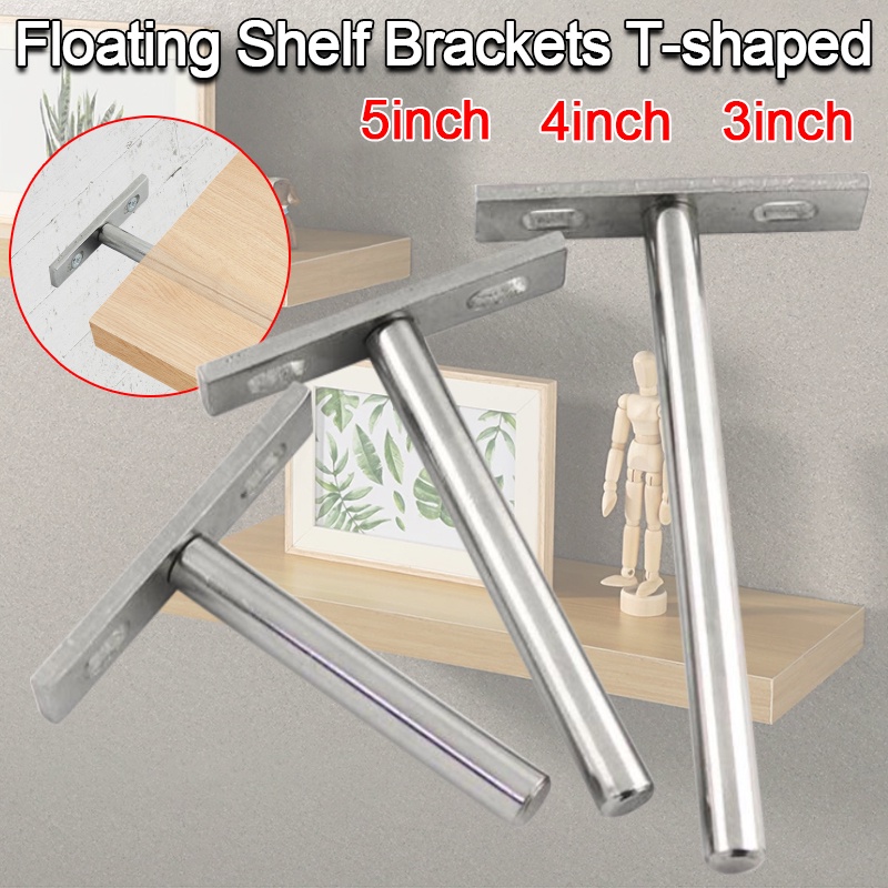 1PC Floating Shelf Brackets 3/4/5 inch Tshaped Invisible Wallmounted