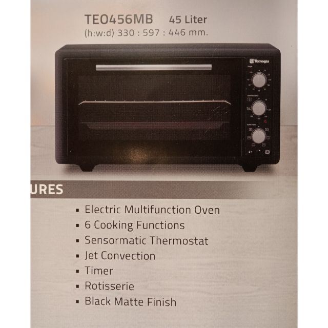 TECNOGAS tabletop cooking electric oven 45 liter cap Shopee Philippines
