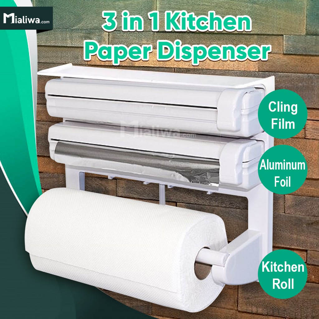 Blessings 3in1 Kitchen Triple Paper Dispenser & Holder For Aluminum