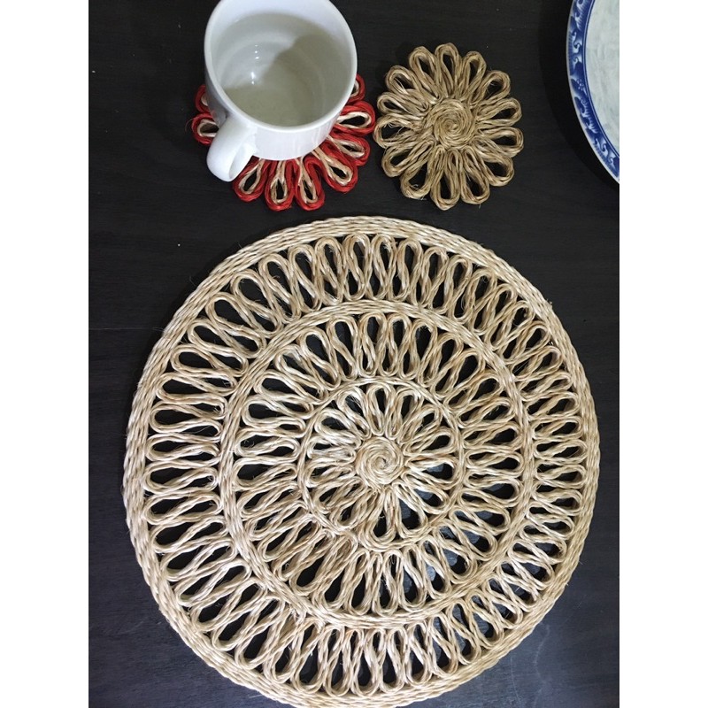 abaca placemat coaster 30 cm (3 layer petals) export quality placemat