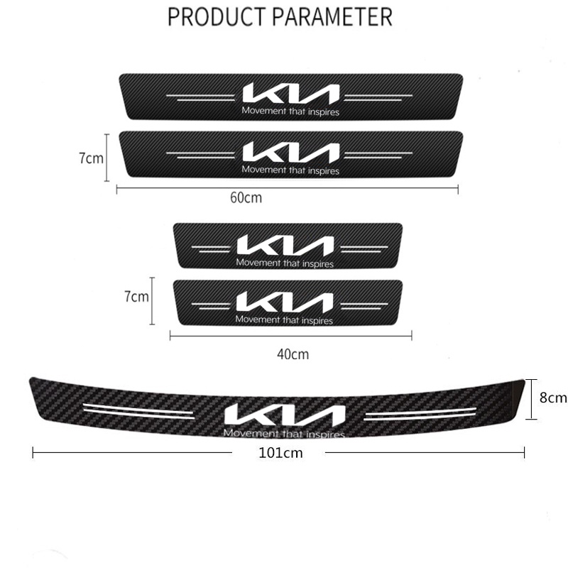 Car Carbon Fiber Door Threshold Sill Stickers Protector Strip for KIA Morning Seltos K3 Carens