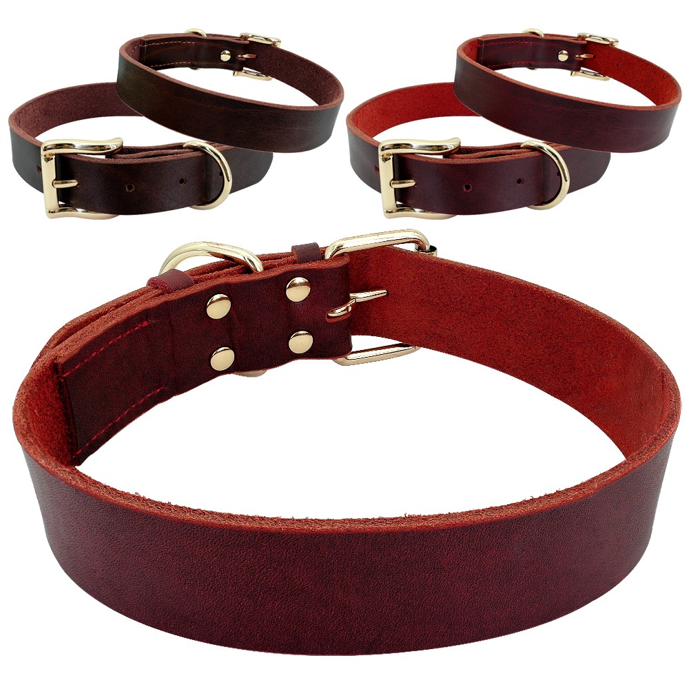 Genuine Leather Dog Collar Heavy Duty Pet Collars for Small Large