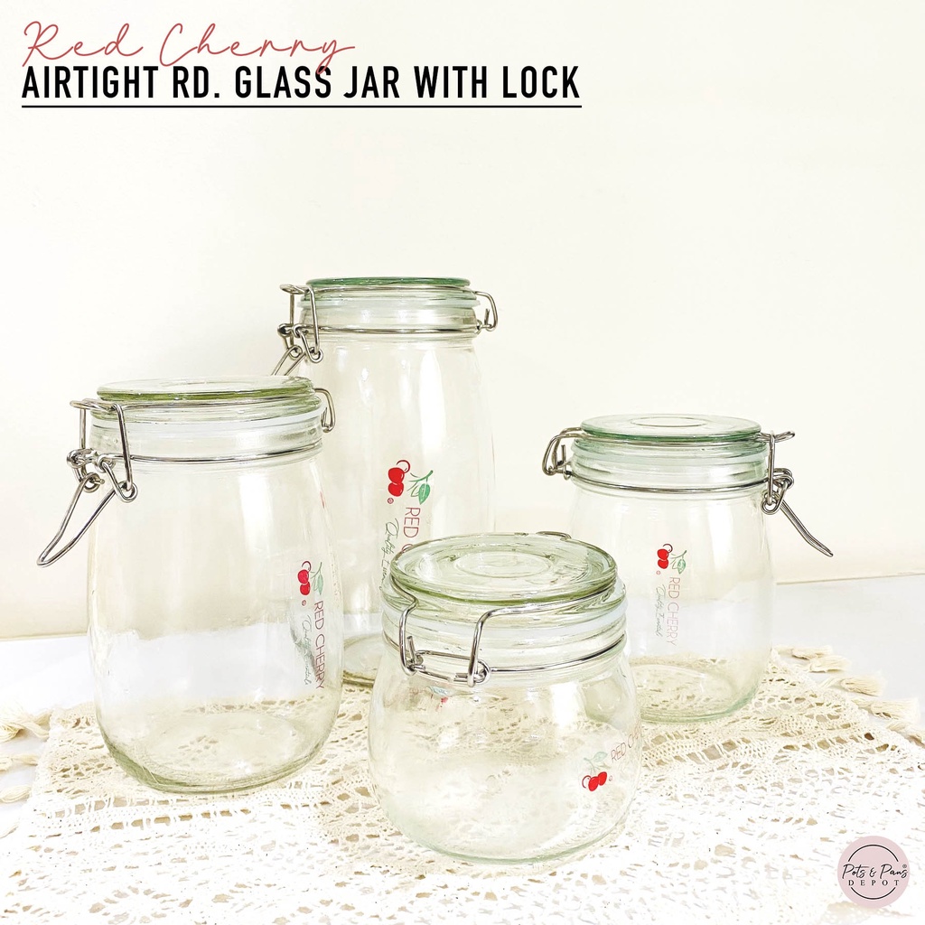 Red Cherry Airtight Round Glass Jar with Lock Shopee Philippines