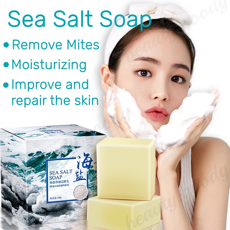 Sea Salt Soap Goat Milk Handmade Soap Shrink Pores Whitening Blackhead