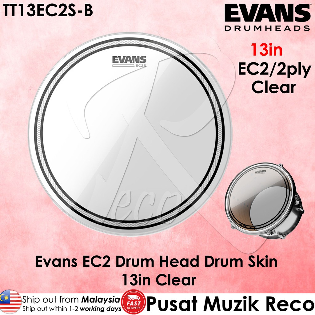 Evans TT13EC2S EC2 Clear Tom Drum Head with Sound Shaping Technology 13
