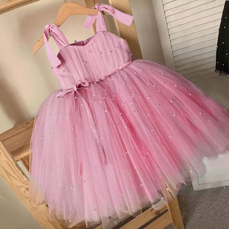 Newborn Baby Girls Party Dress Elegant Mesh Tutu Vestidos Pearls Kids
