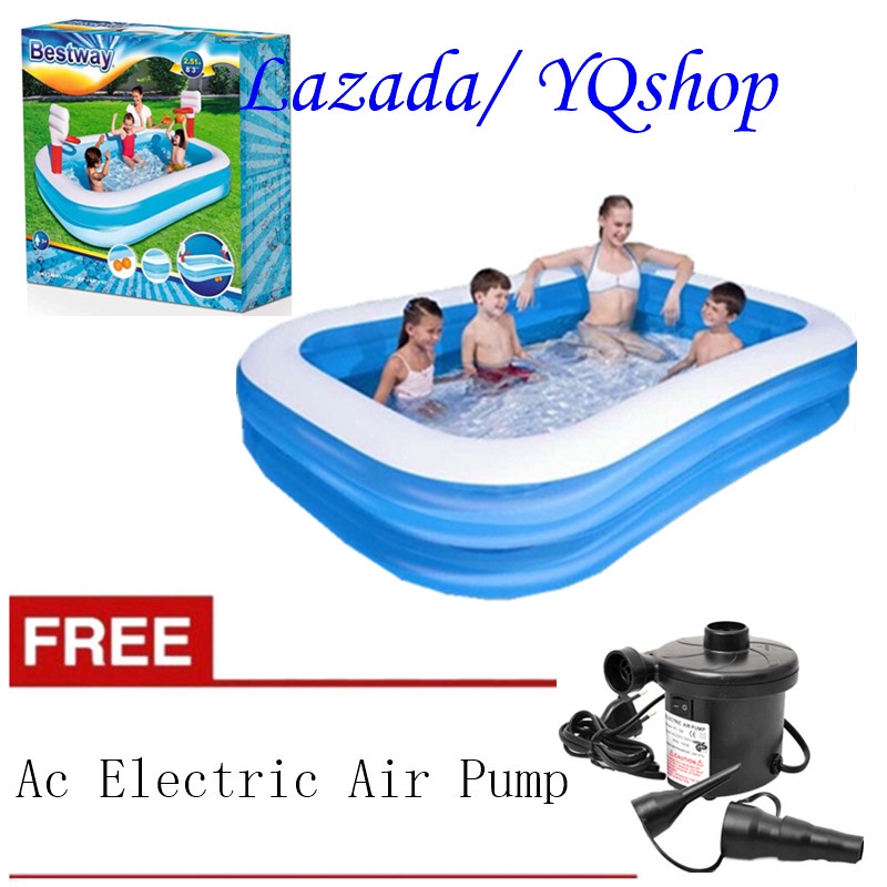Bestway 54006 Outdoor Swimming Pool With Free Ac Electric Air Pump Home Inflate Deflate