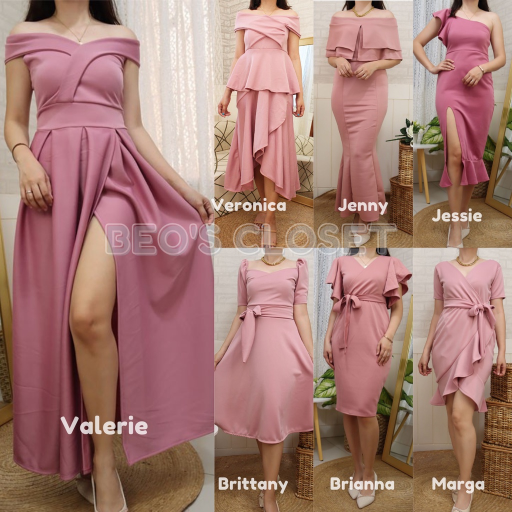 SHADES OF OLD ROSE / LIGHT OLDROSE NEOPRENE GOWN / DRESS Shopee