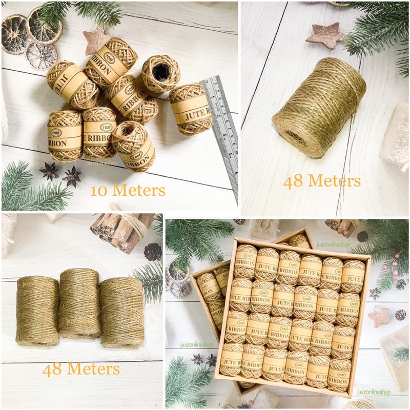 JWIZ 1PC Thin 10/48 Meters Jute Twine String Abaca Roll Natural for